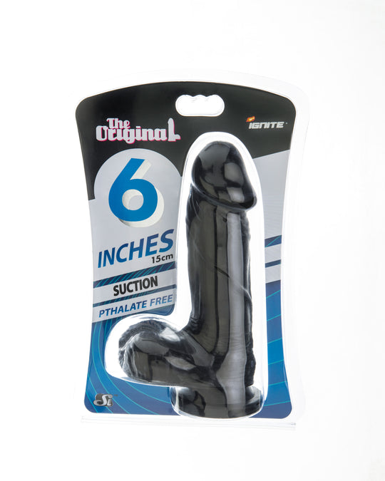 6In Cock W/Balls W/Suction-Black