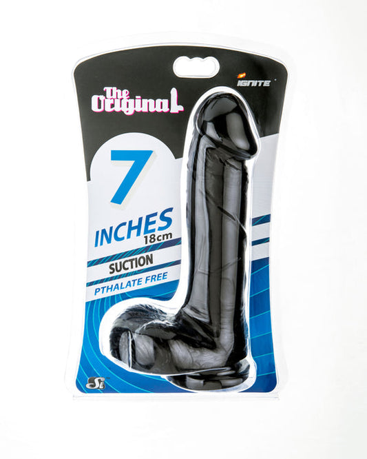 7In Cock W/Balls W/Suction-Black