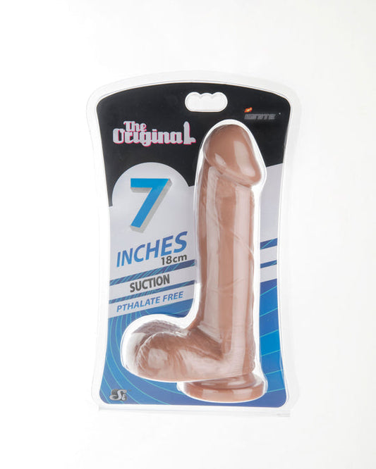 7In Cock W/Balls W/Suction-Caramel