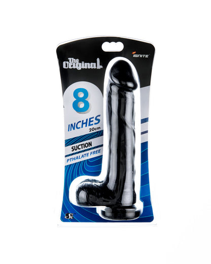 8In Cock W/Balls W/Suction-Black