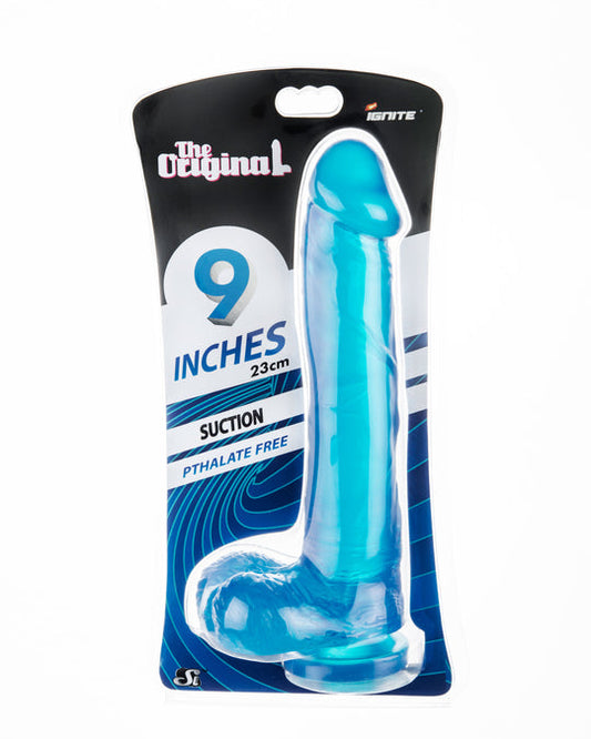 9In Cock W/Balls W/Suction-Blue