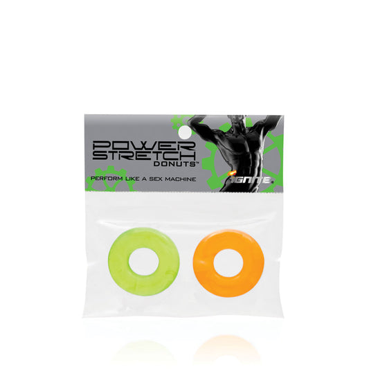 Cock Rings - Power Stretch Donuts 2 Pack (Orange/Green)